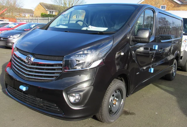 A Vauxhall Vivaro panel van parked in Warwick, England.